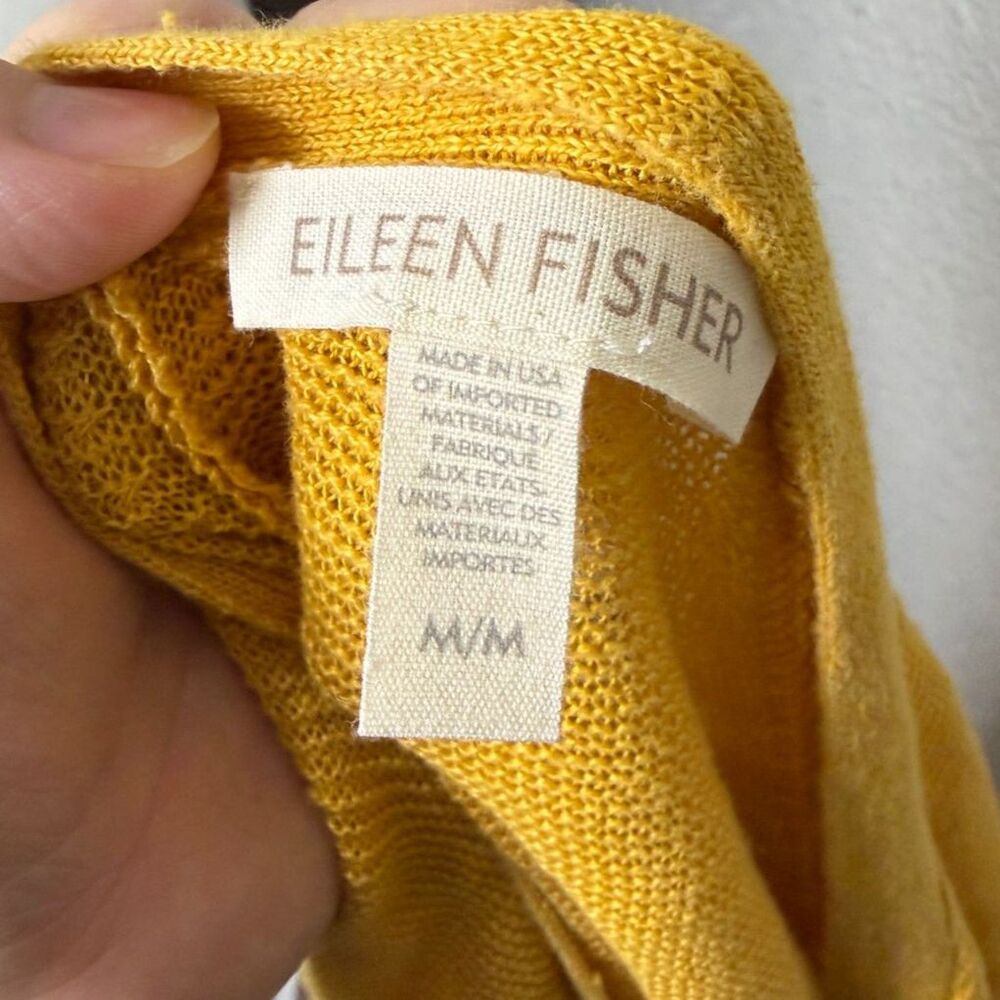Eileen Fisher mustard yellow 100% organic linen cardigan size Medium - Picture 5 of 6